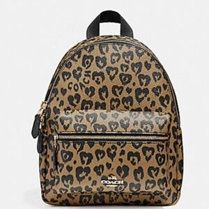 Coach Tan and Black Animal Print Backpack